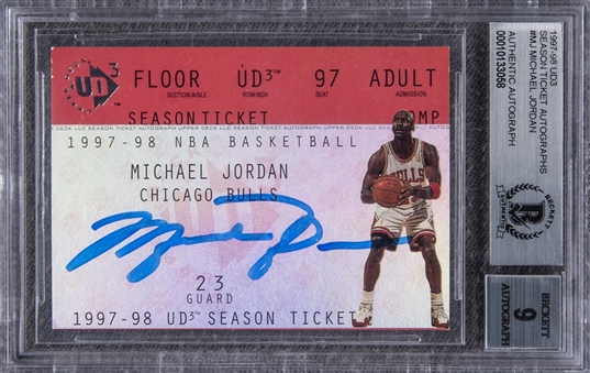 1997-98 Upper Deck UD3 "Season Ticket" #MJ Michael Jordan Signed Card – BGS Authentic/BGS 9